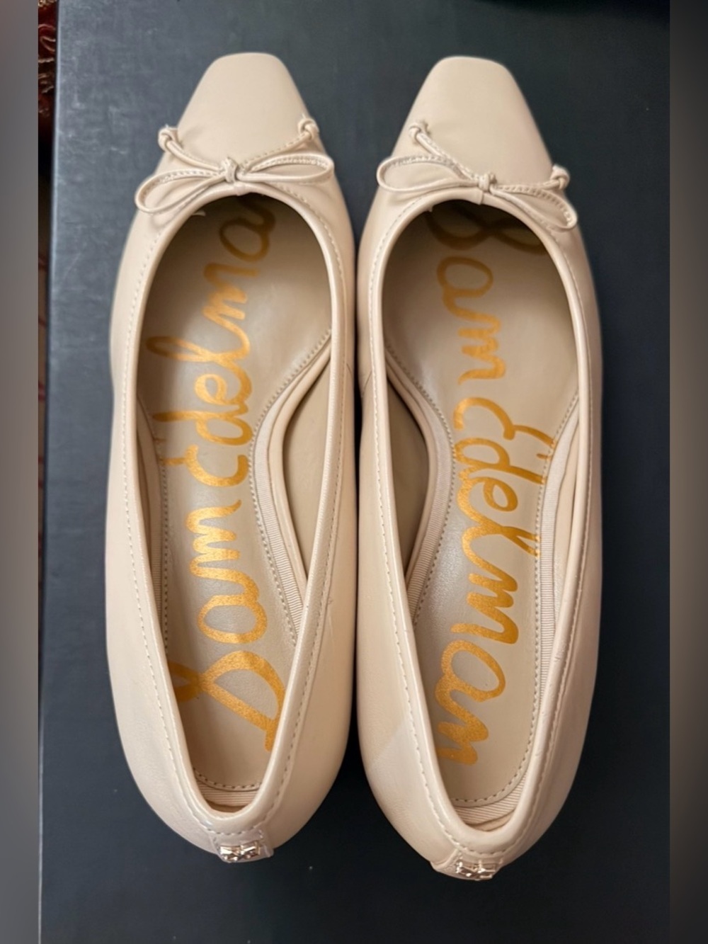 Sam Edelman Classic Women's Beige Low-Heel Ballet Pumps with Bow. NWOT